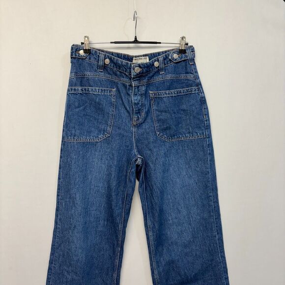 Free People We The Free Palmer Cuffed Wide Leg Jeans Size 29 Blue Denim D054 -17 - Picture 13 of 16